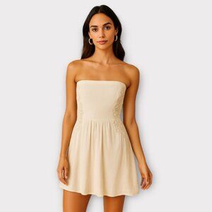 Maje Size L Strapless Crochet Mini Dress Pale Pink Feminine Fairycore Balletcore